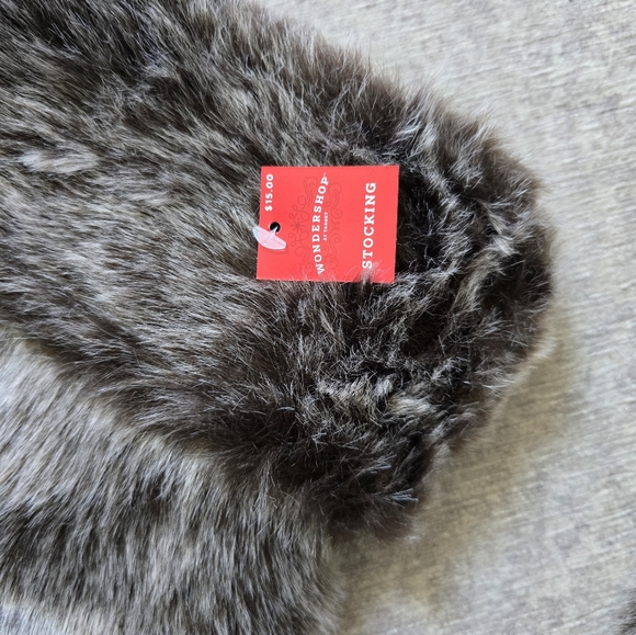 🆕 Set of 2! 18"-20" Dark Brown Gray Faux Fur Christmas Holiday Stockings Furry - Picture 5 of 10